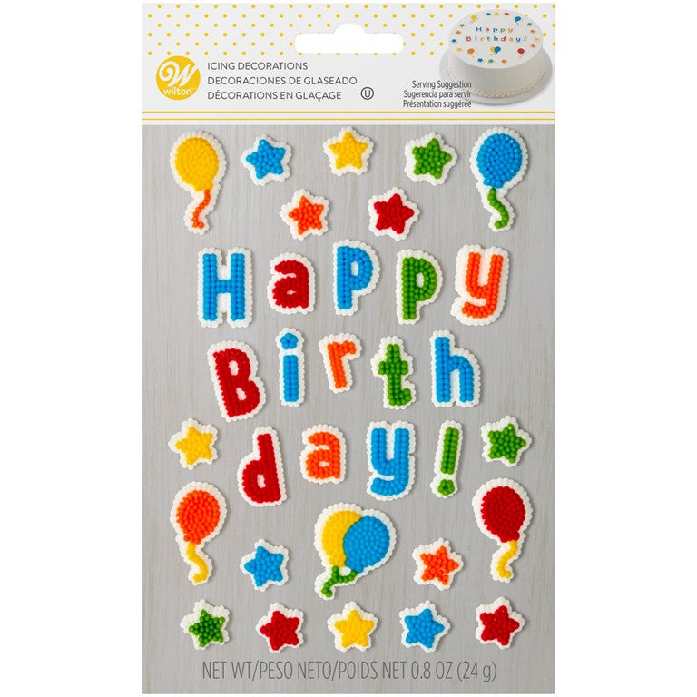 34CT HAPPPY BIRTHDAY ICING DECOR