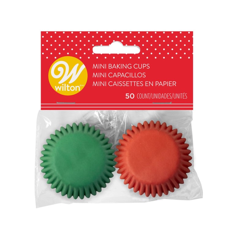 MINI RED GREEN BAKING CUPS 50CT