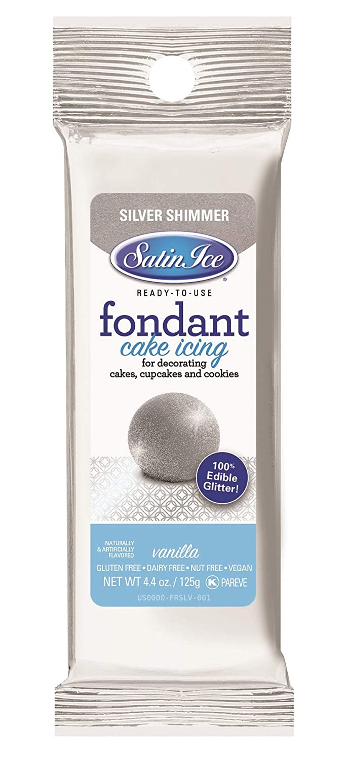 4.4 OZ VANILLA SILVER SHIMMER FONDANTk